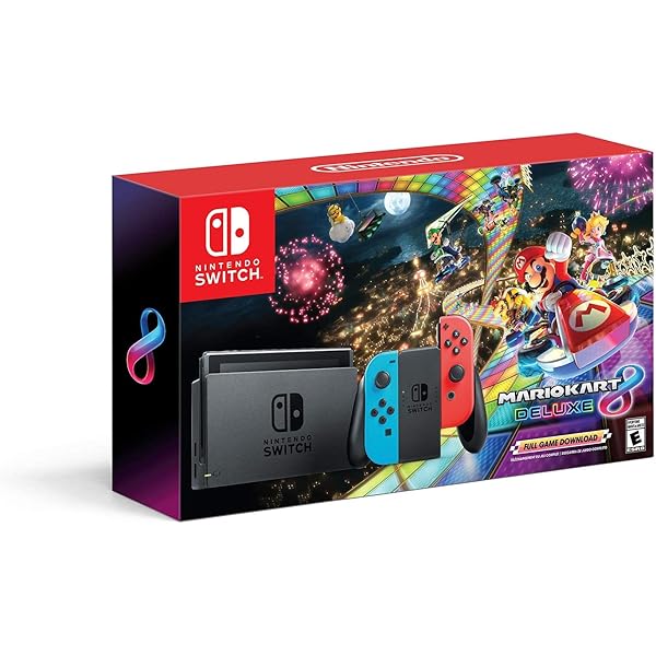 New Nintendo Switch Azul e Vermelho Neon + Jogo Mario Kart 8